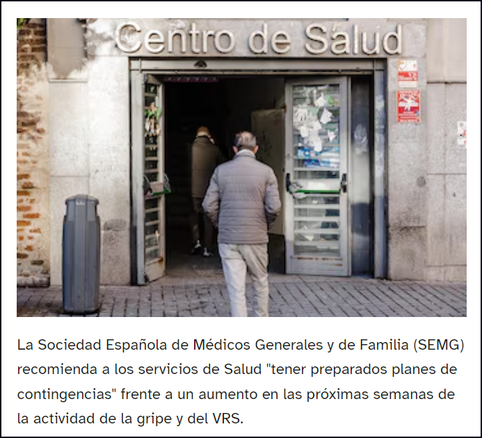 Preocupante aumento de la gripe y el VRS (Espa&ntilde;a)