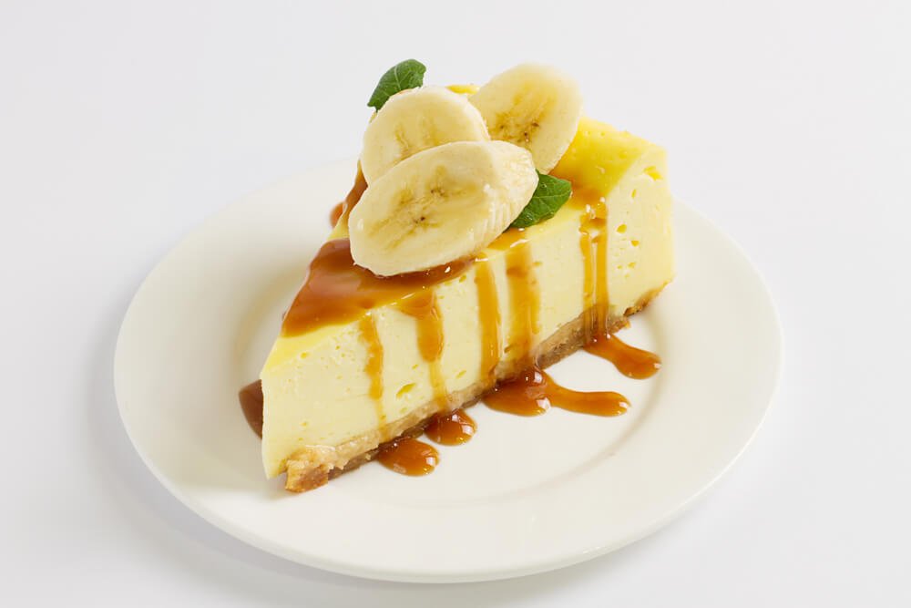 Tarta de queso con banana con ingredientes veganos