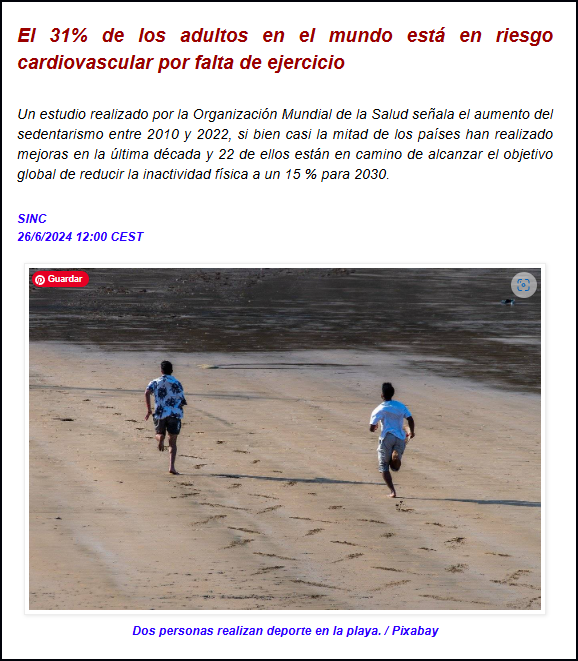  El sedentarismo aumenta el riesgo cardiovascular de un modo preocupante