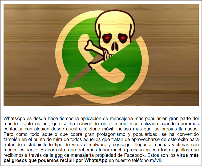  Nueva alarma: WhatsApp, un coladero de virus