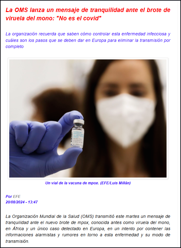  La viruela del mono (MPOX), o el s&iacute; pero no