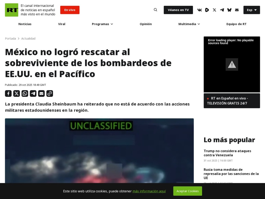 Respuesta a agresi&oacute;n de EE UU debi&oacute; ser contundente. No se trata de confrontaci&oacute;n sino de dignidad