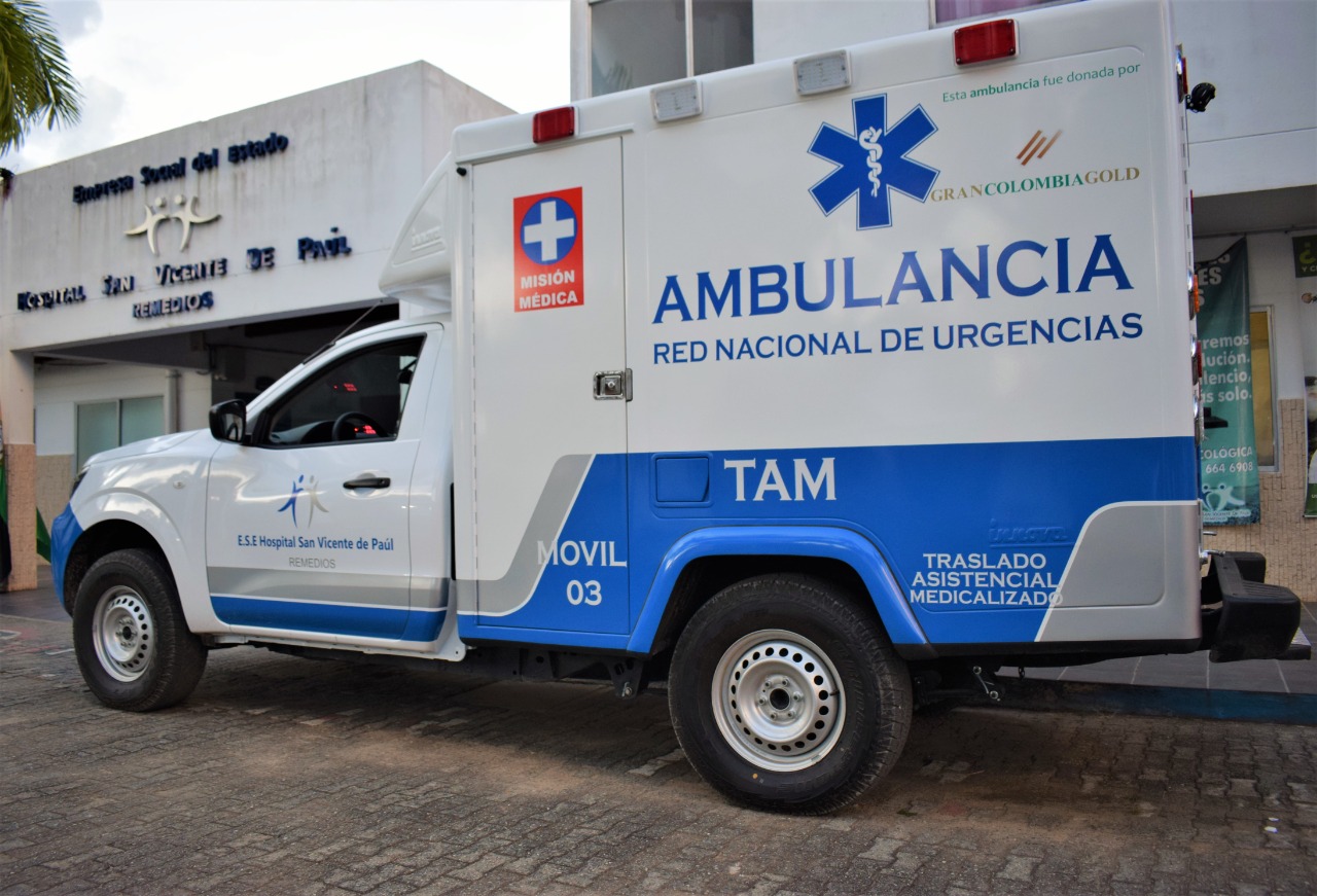 GRAN COLOMBIA GOLD ENTREGA AMBULANCIAS MEDICALIZADAS A HOSPITALES DE REMEDIOS Y SEGOVIA, ADEM&Aacute;S DE I