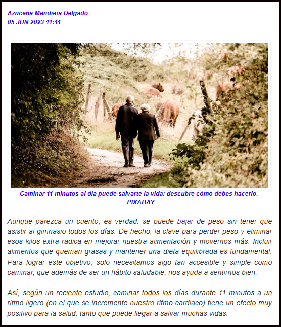  Puede salvarte la vida, s&iacute;, hablamos de caminar de10 a11 minutos al d&iacute;a (solo eso)