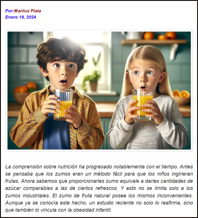  Un dulce riesgo para el peso y la salud: Los zumos de frutas