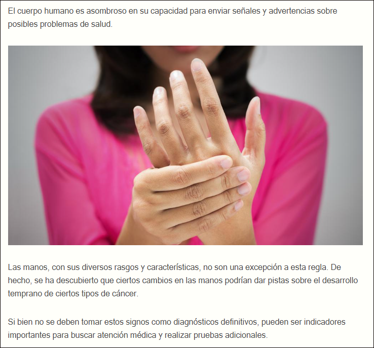 Las manos podr&iacute;an dar pistas sobre estos tipos de c&aacute;ncer en sus comienzos