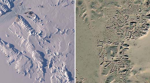 Ruinas bajo el hielo de la Ant&aacute;rtida fotografiadas por la NASA