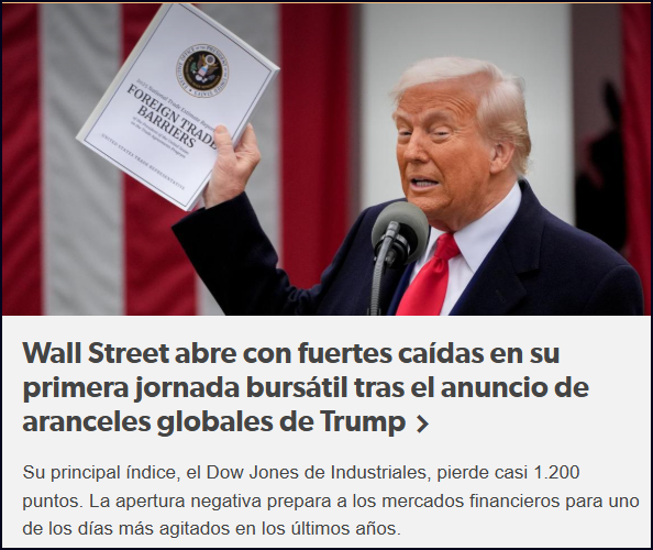  LOS ARENCELES DE TRUMP ARRASAN EN LA BOLSA NY
