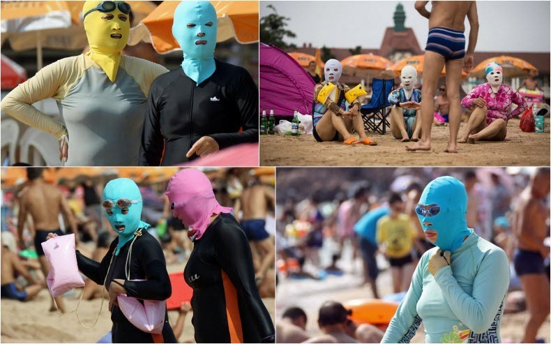 El "Facekini", la extra&ntilde;a moda de las mujeres chinas para la playa