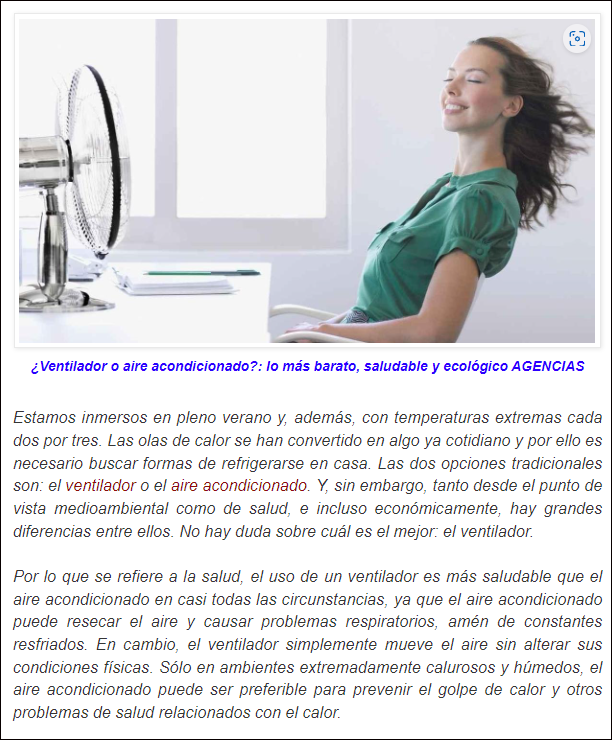  &iquest;Ventilador o aire acondicionado? &iquest;Cu&aacute;l es mejor para soportar este caluroso verano?
