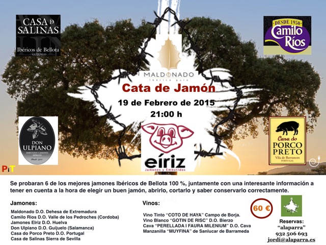 Cata de Jam&oacute;n el pr&oacute;ximo 19 de febrero acompa&ntilde;ada de 4 vinos