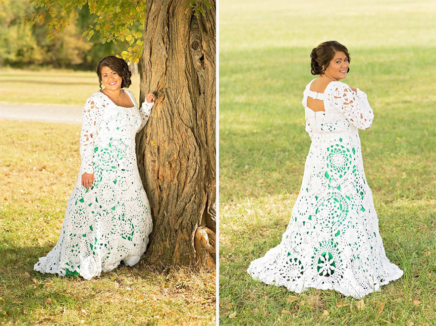 Bride Spends 8 Months Crocheting Her Own $70 Wedding Dress, And It Looks Like A Million Dollars