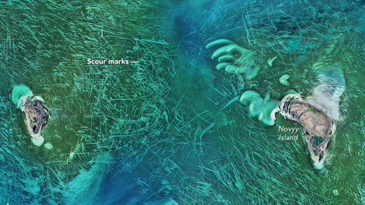  Im&aacute;genes satelitales muestran unas l&iacute;neas misteriosas sobre el mar Caspio: