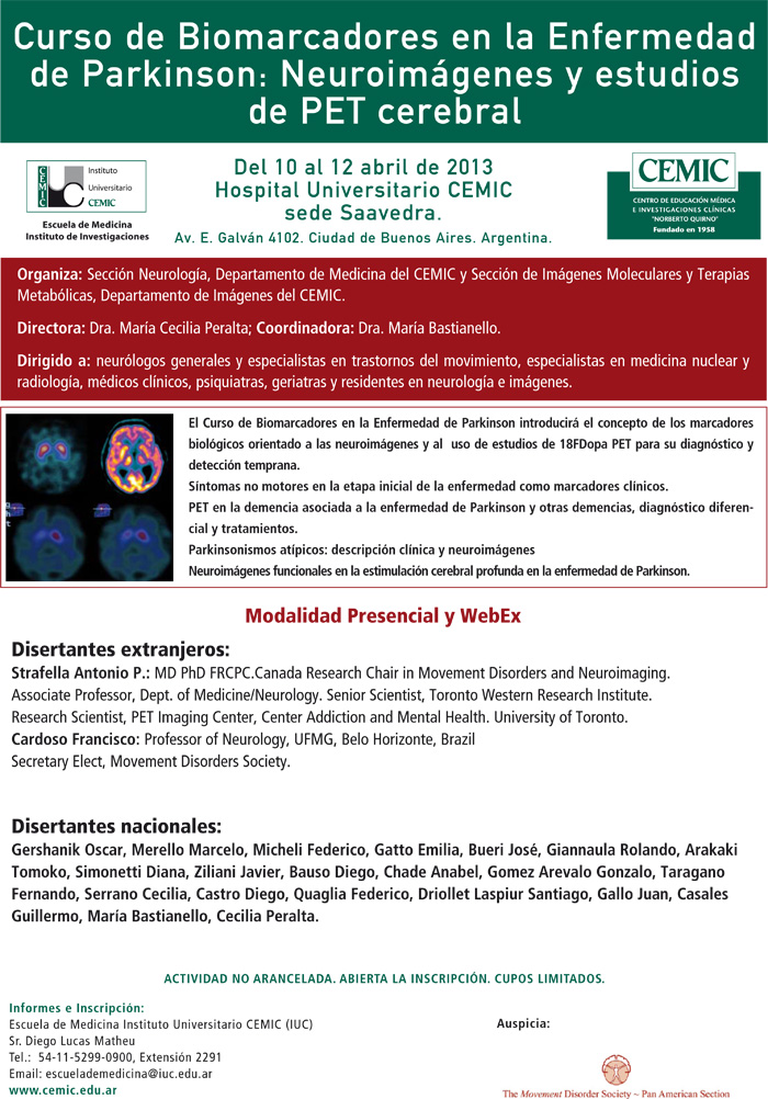 Curso gratisde Biomarcadores en la enfermedad de Parkinson: Neuroimagenes y estudios de PET cerebral