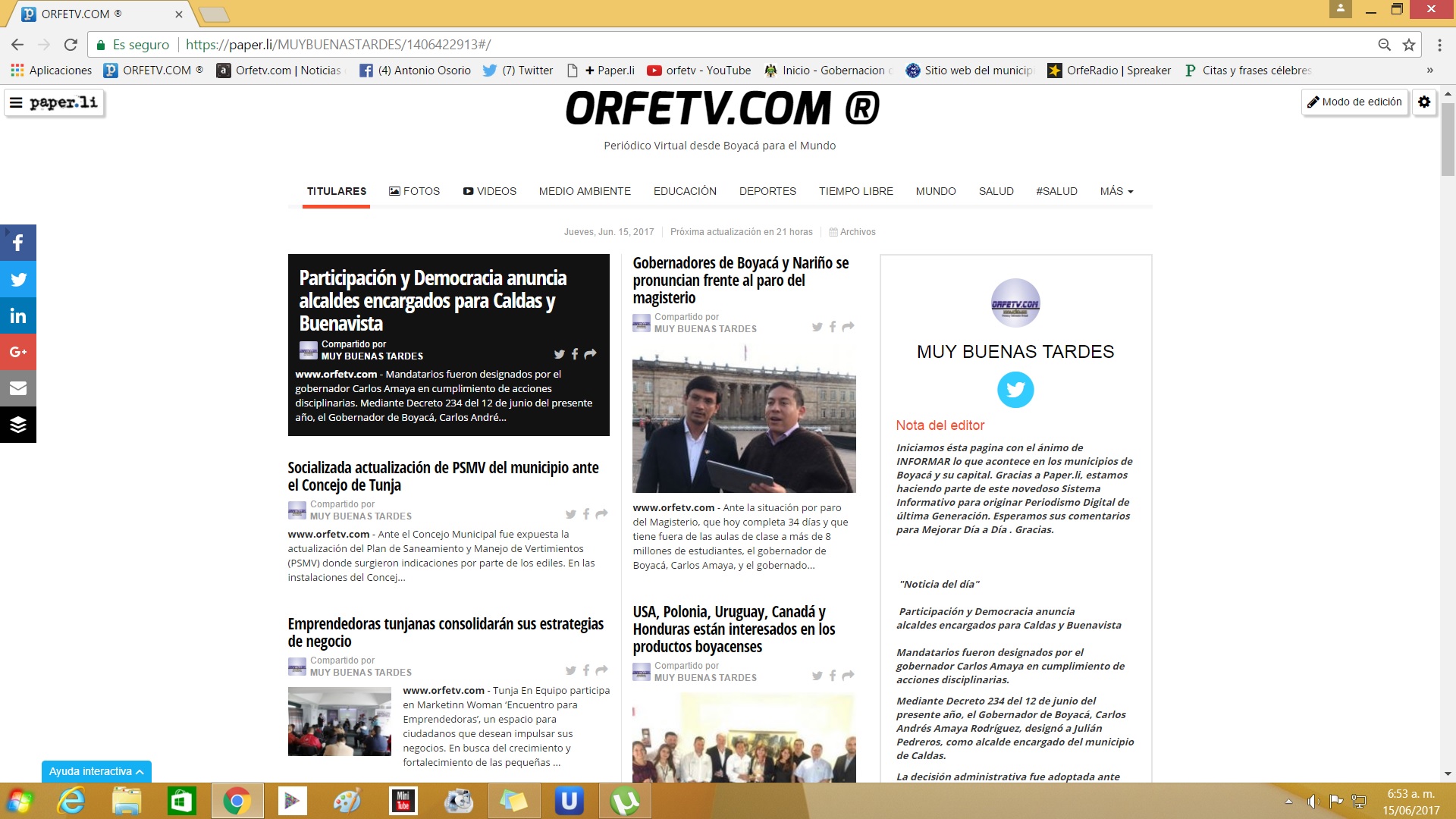Lista la actualizaci&oacute;n del Peri&oacute;dico Virtual, agradecemos sus comentarios paper.li/MUYBUENASTARDES/1