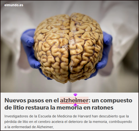  Investigaci&oacute;n en ratones: Litio para restaurar la memoria (Soluciones al Alzh&eacute;imer)