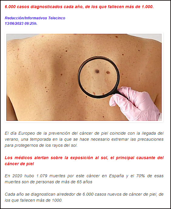 Los m&eacute;dicos alertan sobre la exposici&oacute;n al sol, el principal causante del c&aacute;ncer de piel
