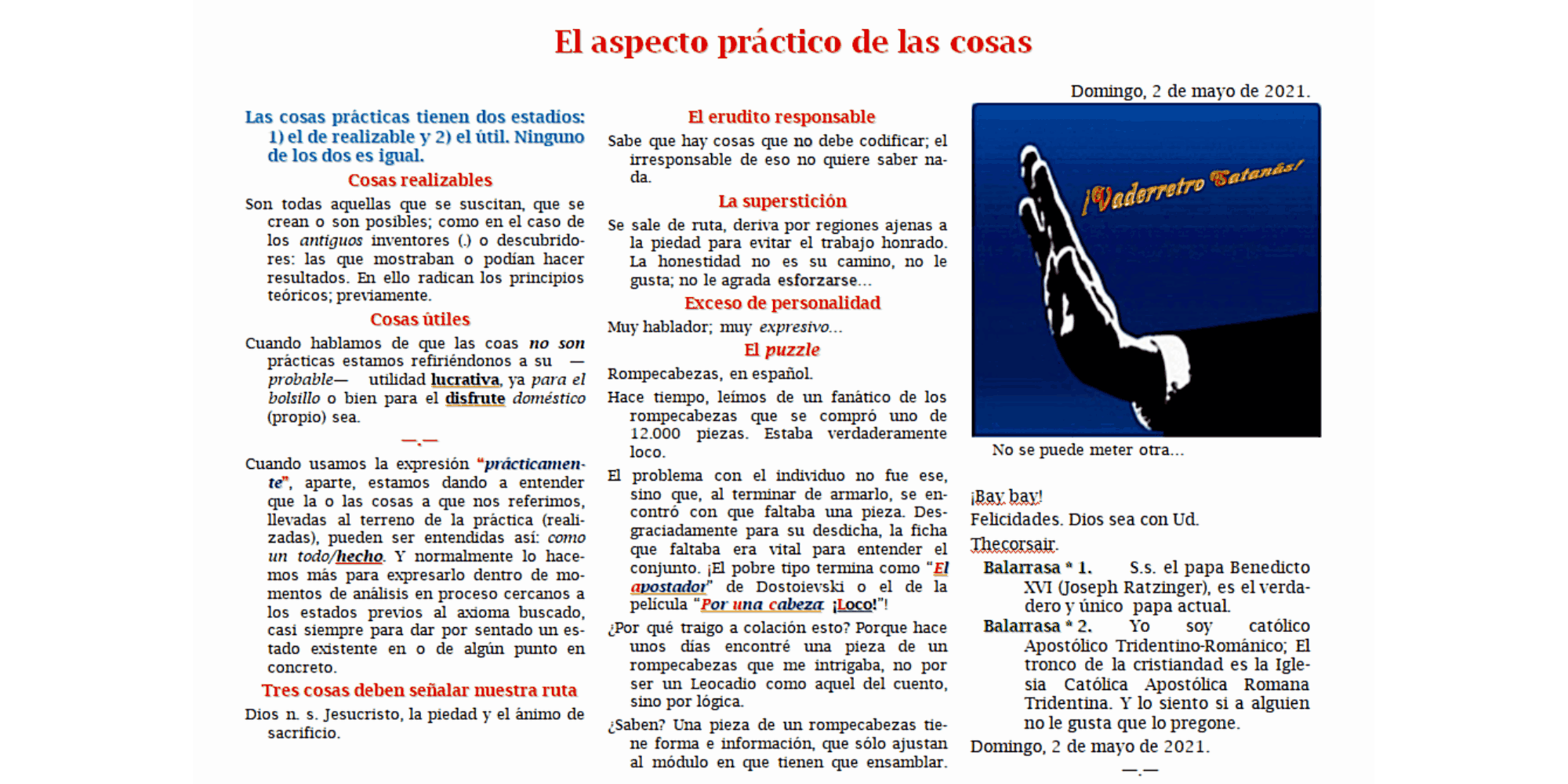 El aspecto pr&aacute;ctico de las cosas