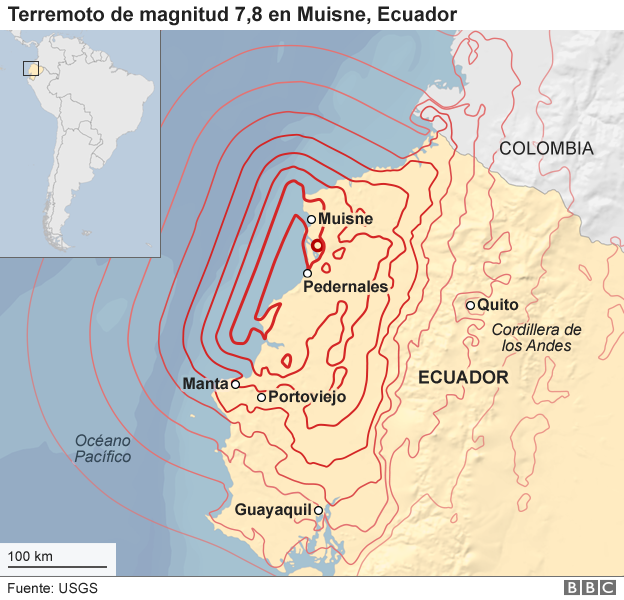 Terremoto de magnitud 7,8 en la zona costera de Ecuador deja al menos 413 muertos