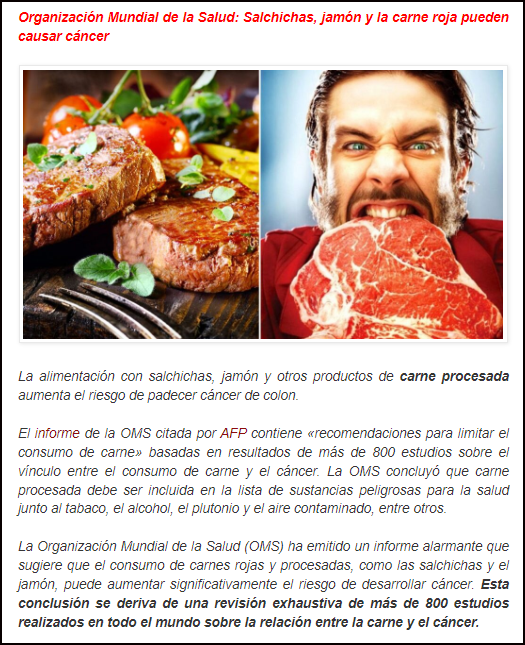  Nueva advertencia de la OMS: La carne roja, el jam&oacute;n y las salchichas pueden causar c&aacute;ncer