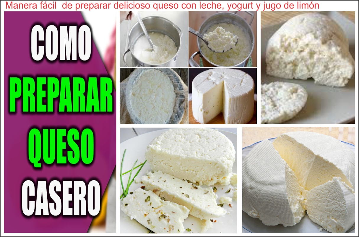  Manera f&aacute;cil de preparar queso fresco con un litro de leche, yogur y medio lim&oacute;n. 