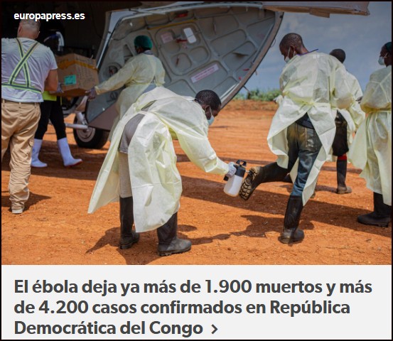 El &eacute;bola deja ya m&aacute;s de 1.900 muertos y m&aacute;s de 4.200 casos confirmados en Rep&uacute;blica Democr&aacute;tica del 