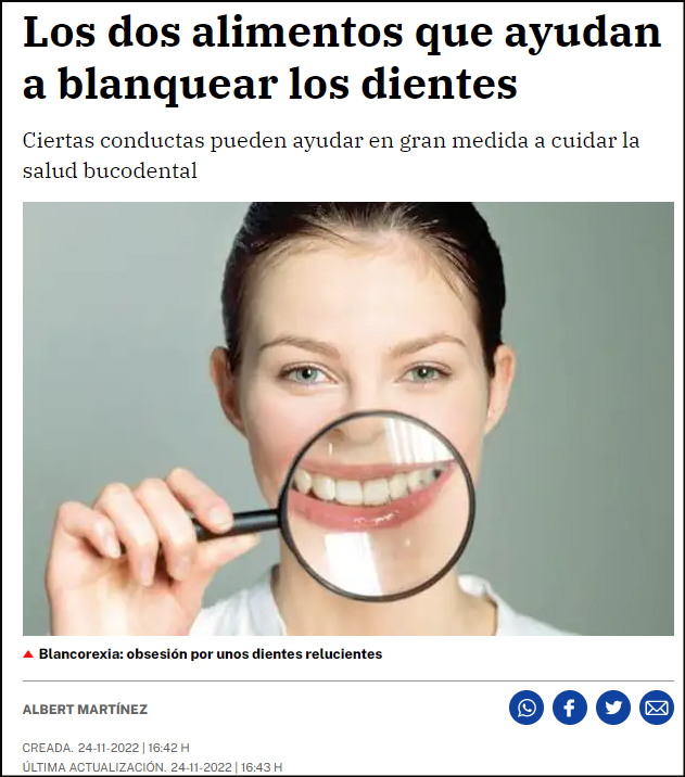 Blanquear los dientes: Dos alimentos que ayudan a conseguirlo