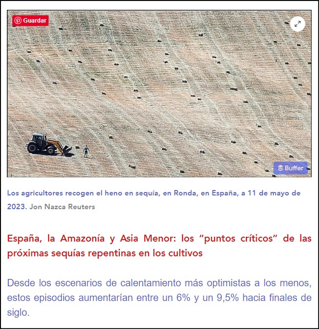 Puntos cr&iacute;ticos de sequ&iacute;a a corto plazo: Pen&iacute;nsula Ib&eacute;rica, este de la Amazon&iacute;a o Indochina