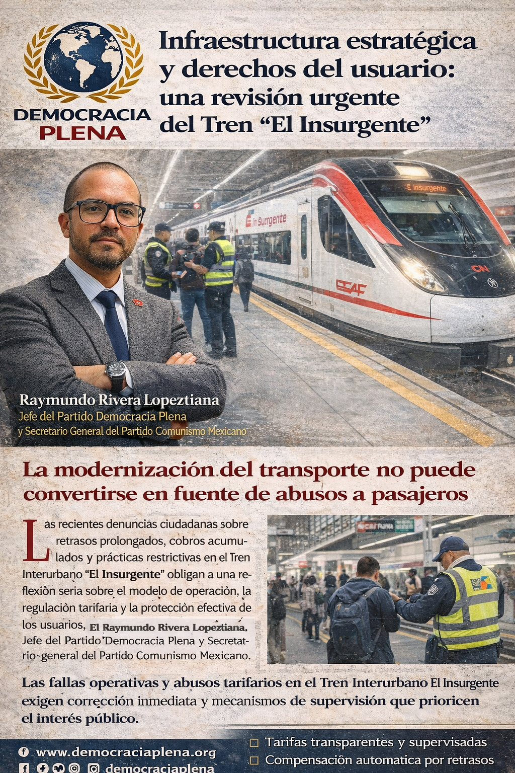 Infraestructura estrat&eacute;gica y derechos del usuario, una revisi&oacute;n urgente del Tren El Insurgente