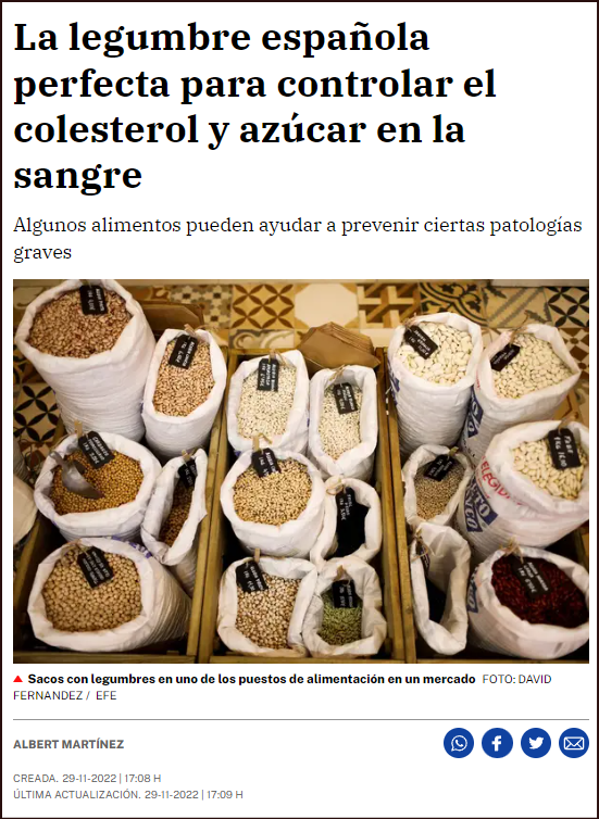  Las legumbres son ideales para combatir el colesterol y el az&uacute;car en sangre