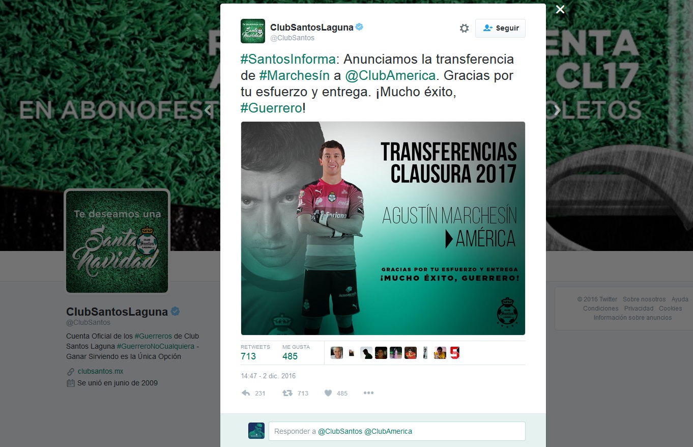 Ya es Oficial: Marches&iacute;n al Am&eacute;rica