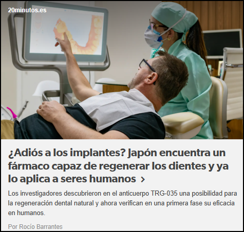 Jap&oacute;n logra regenerar dientes: Adi&oacute;s a los implantes dentales
