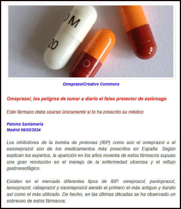 Hablemos de OMEPRAZOL (protector d est&oacute;mago), y los graves peligros d tomarlo diario sin necesitarlo