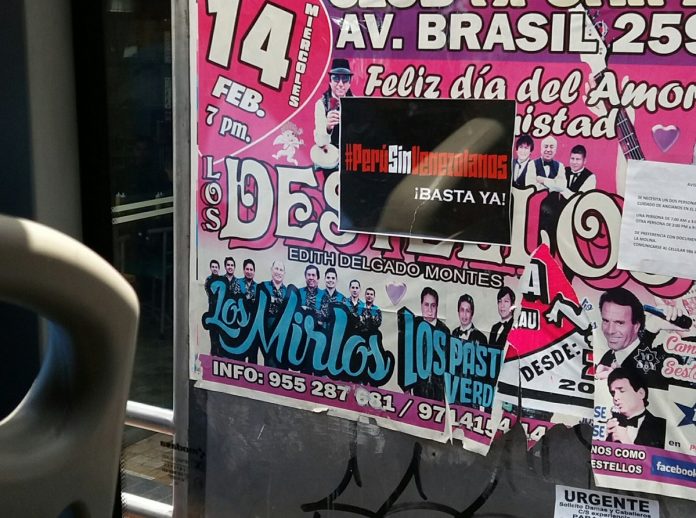 Aparecen carteles xen&oacute;fobos en Lima 
